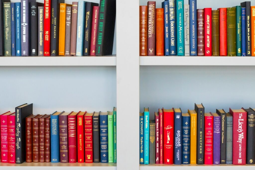 organised book shelf