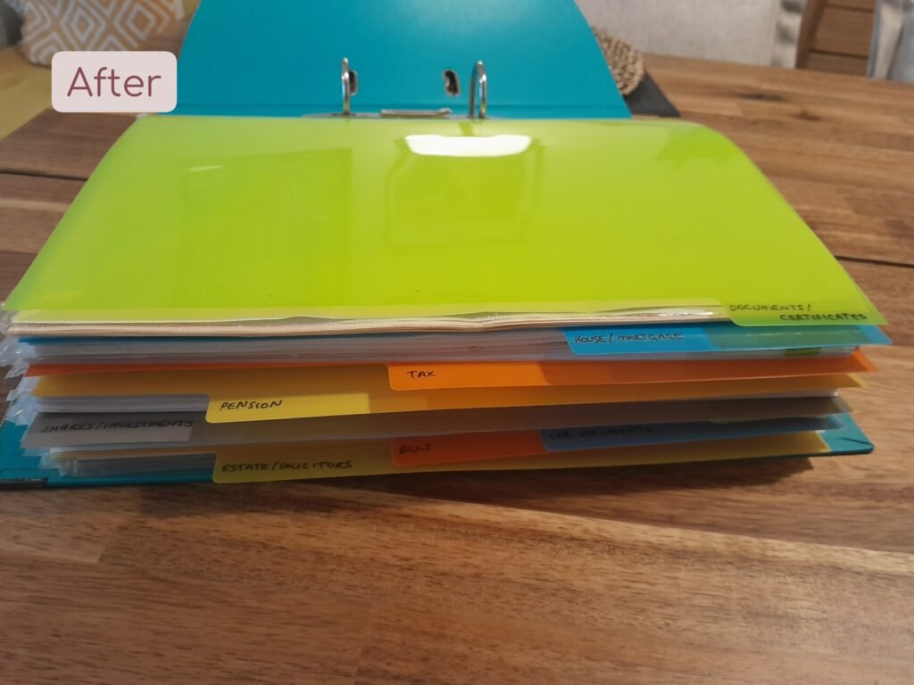 an organised folder of paperwork