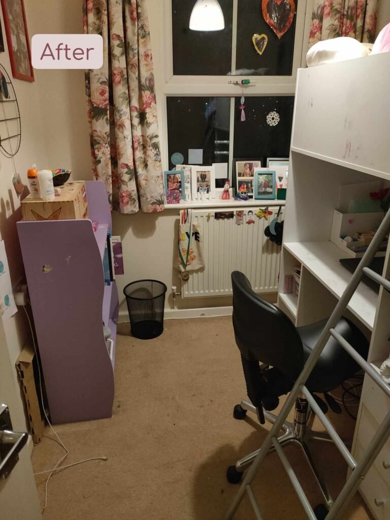 a tidy bedroom with a clear floor and surfaces