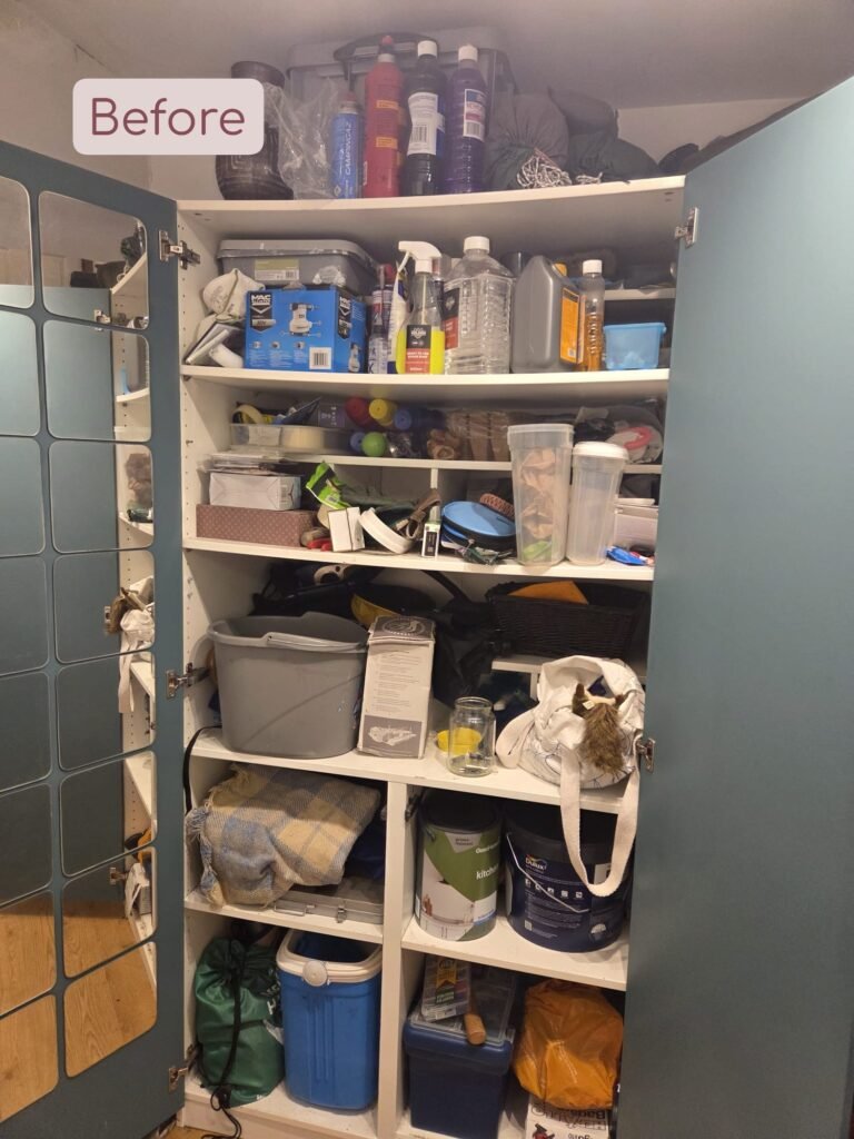 a full and messy cupboard